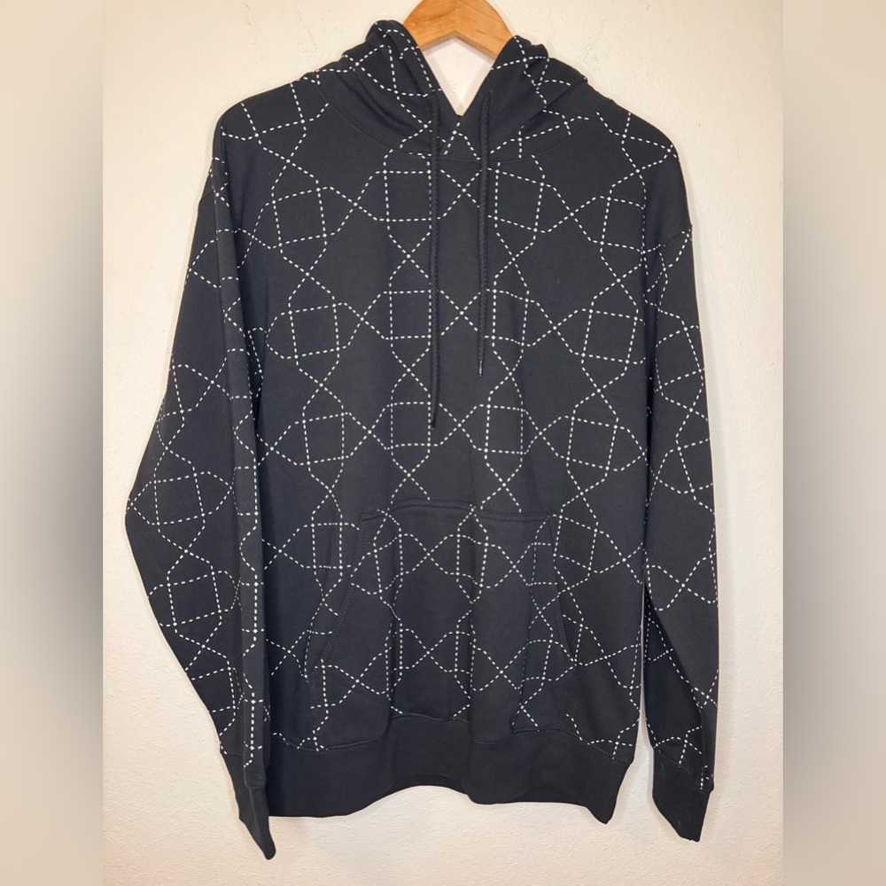 Reflex Black Hoodie with Cream Drawstring